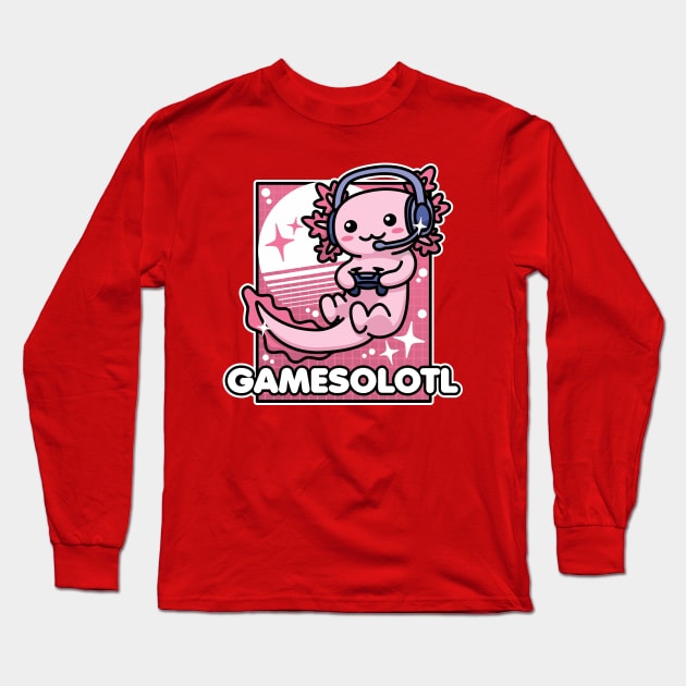 Gamesalotl Cute Kawaii Axolotl Gamer Long Sleeve T-Shirt by DetourShirts